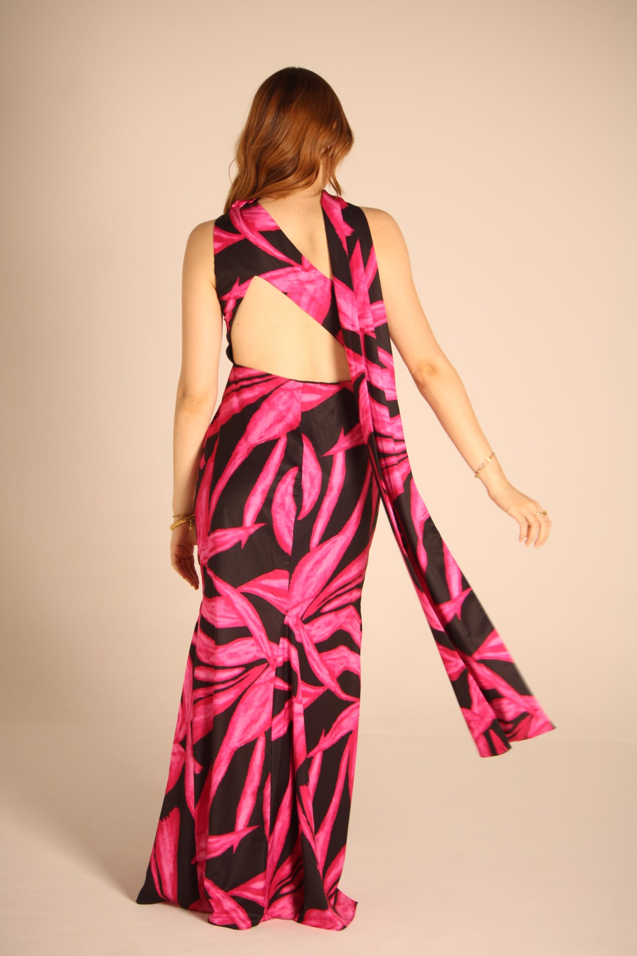 Tropical black and pink dress